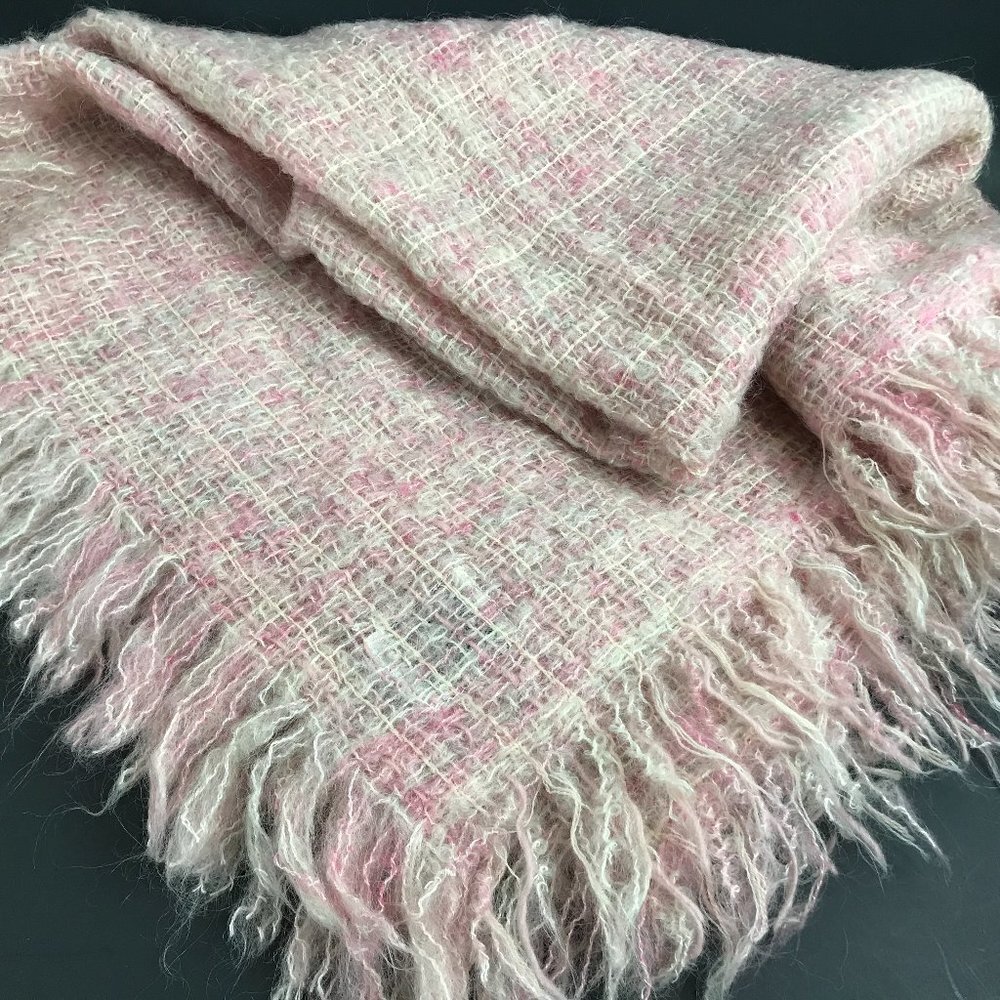 Hand woven 100% Wool made in Ireland scarf/wrap/throw, pink